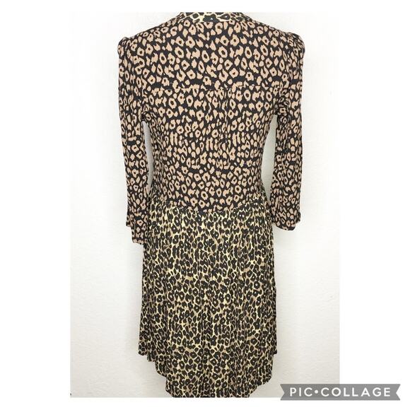 Anthropologie Maeve black brown tan mixed animal print dress size Small - Picture 14 of 14